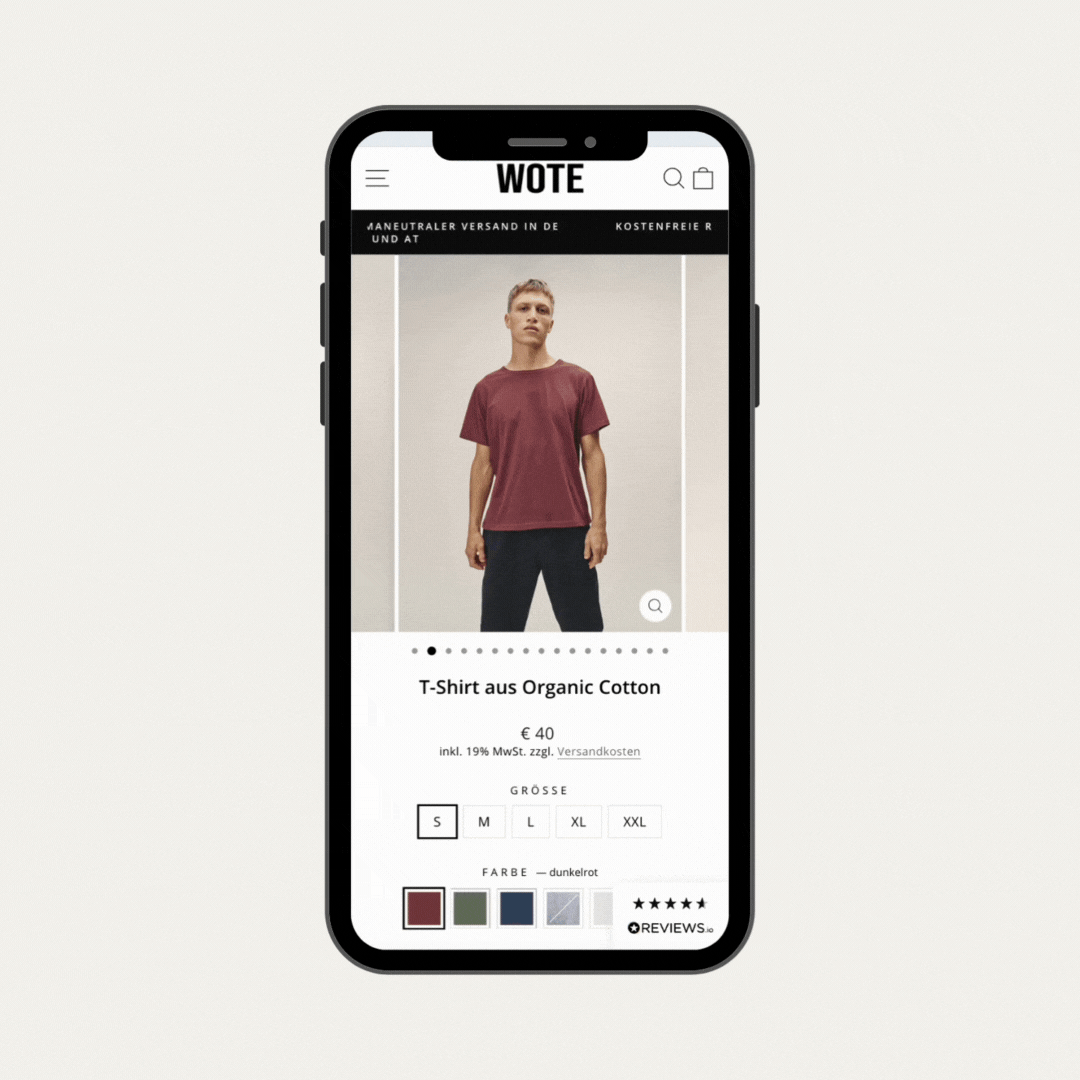 Mockup des Variant Swatches des Shopify Impulse Themes.