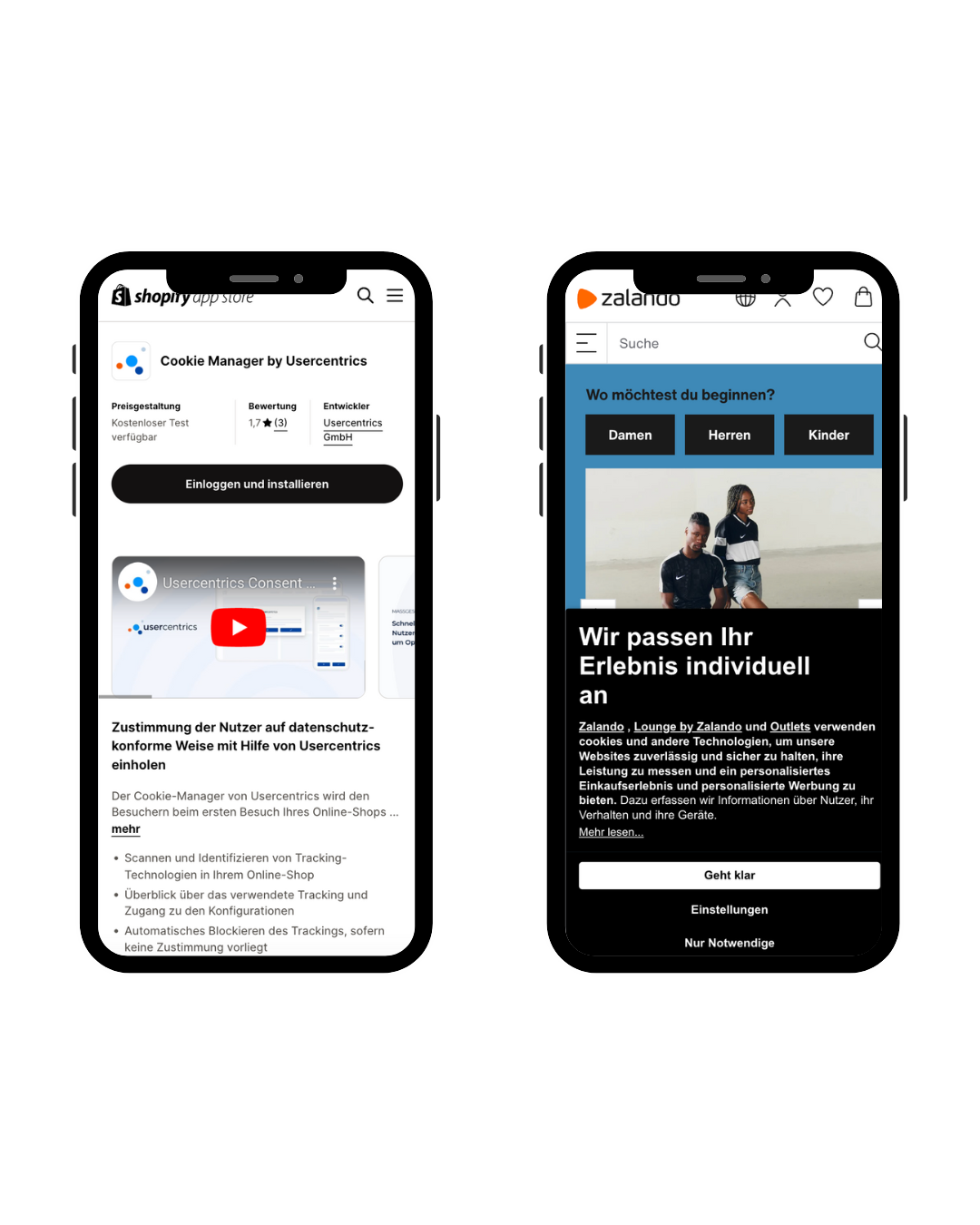 Mockup des Cookie Banners Usercenstrics.