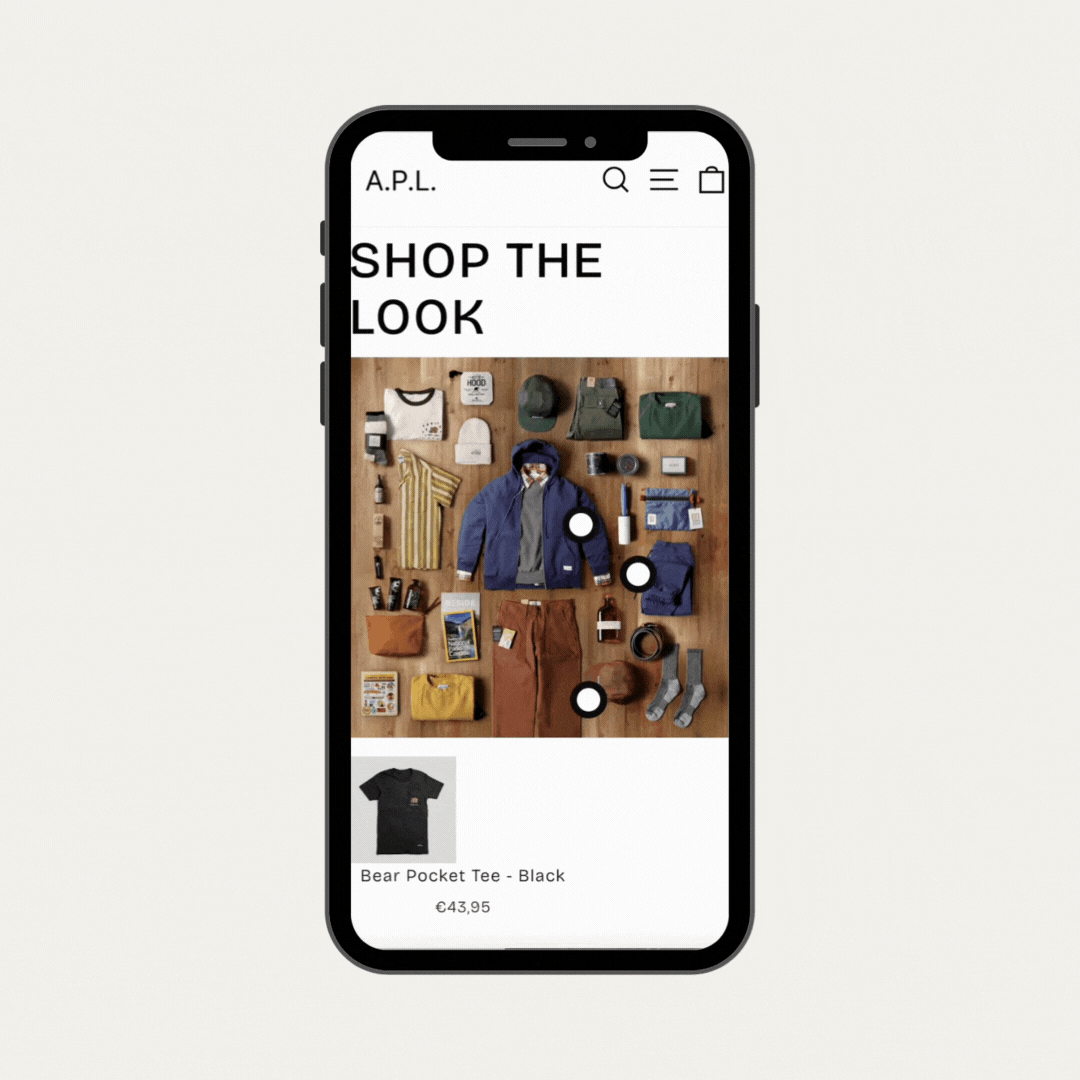 Ein Mockup des Shopify Theme Impulse zeigt Kategorie Bubbles.