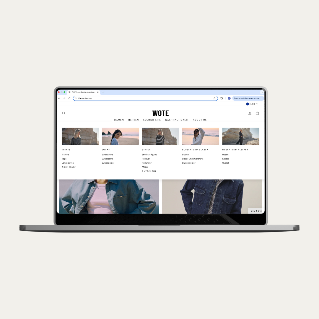Desktop Mockup des Mega Menüs des Shopify Impulse Theme.