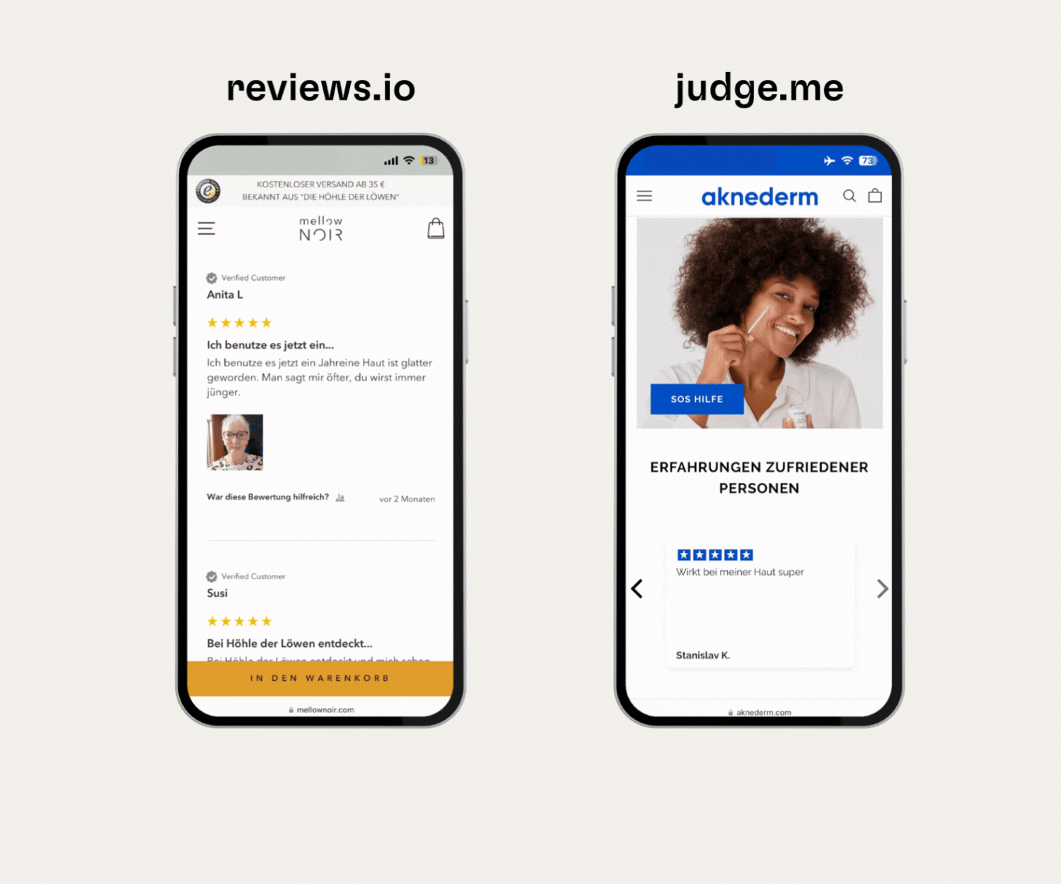 Mockup von Shopify Bewertungsapps, um App Kosten von Shopify darzustellen. 
