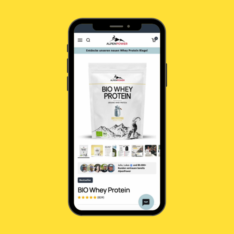 Das Mockup zeigt die dynamische Bildlogik der Produktseite. 