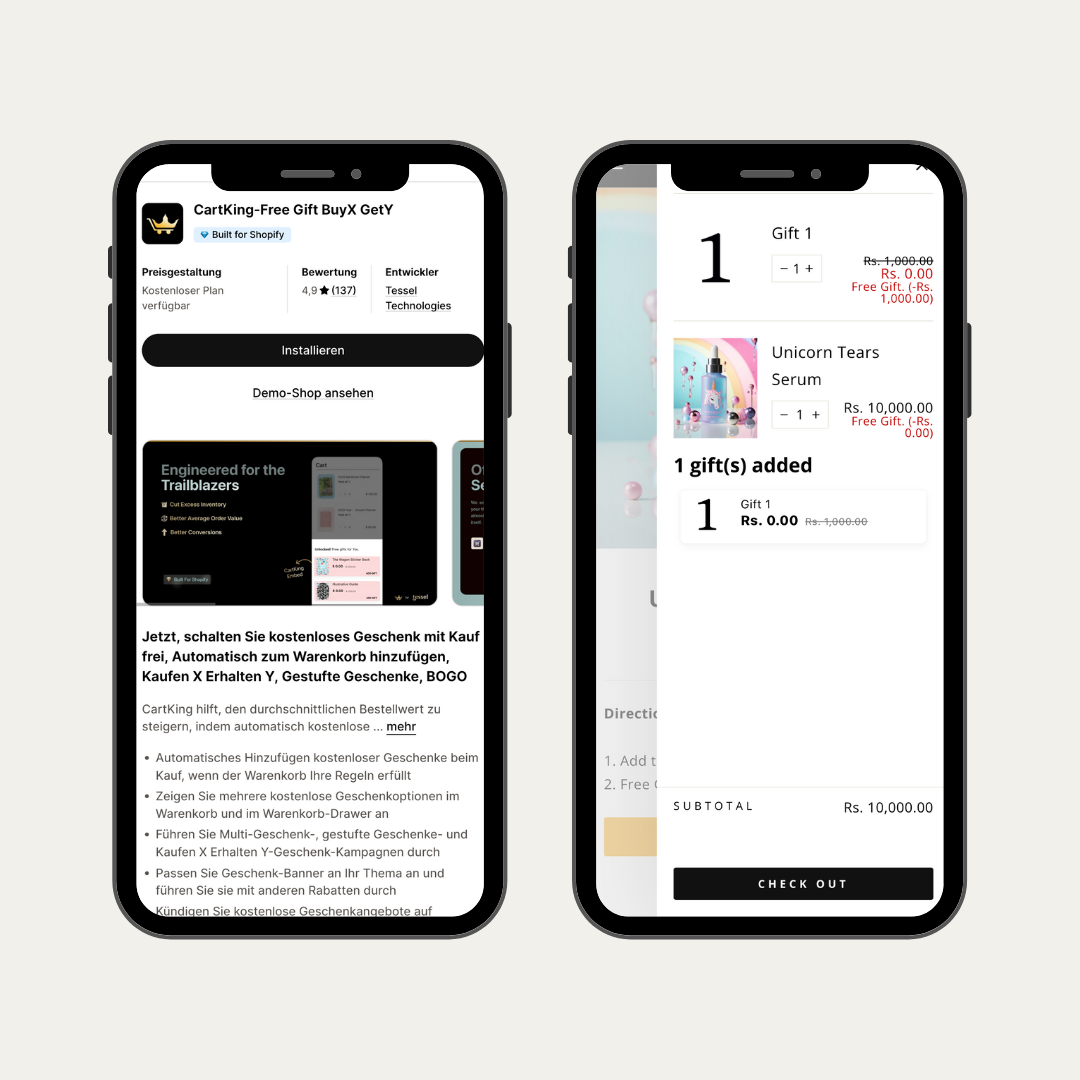 Mockups der CartKing App für Shopify.
