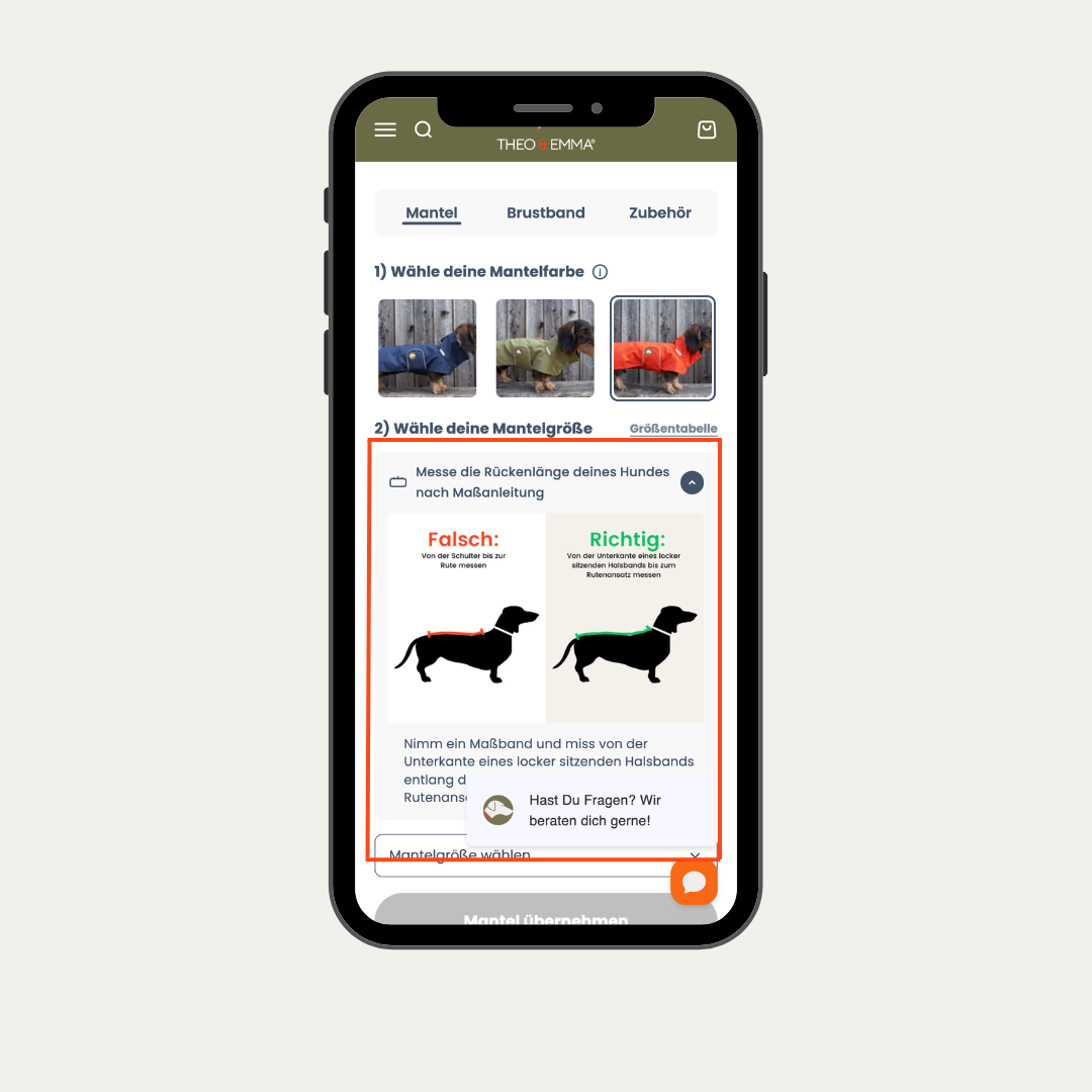 Messanleitung für Hundemäntel in Shopify
