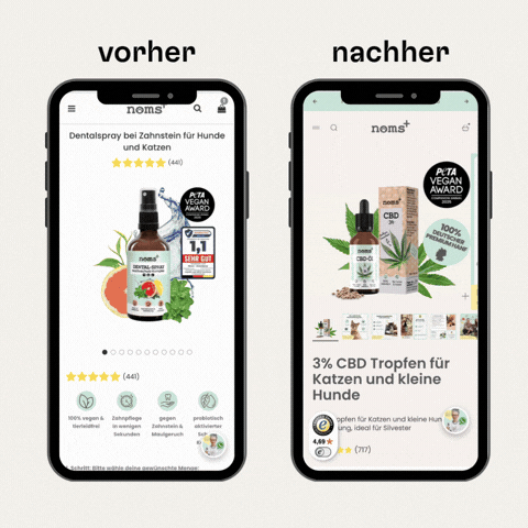 Das Mockup Video zeigt den neuen Shopify Shop nach dem Relaunch und alten Shopify Shop im Vergleich. 