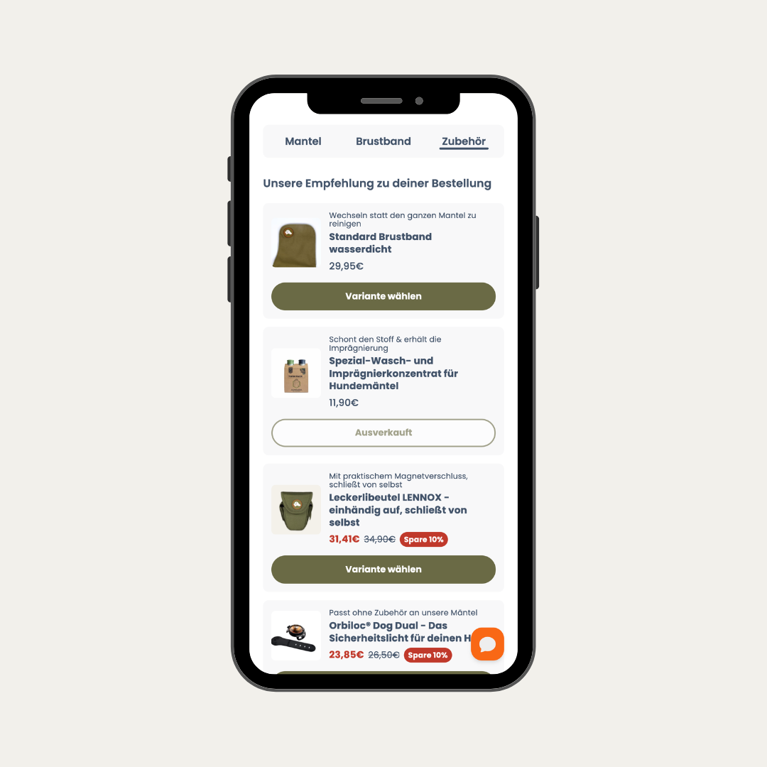 Mockup zeigt Upsell Varianten vom Bundle Builder.