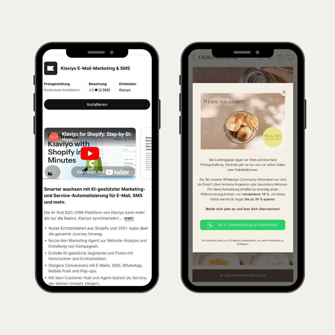 Mobile Darstellung einer personalisierten E-Mail-Kampagne erstellt mit Klaviyo.